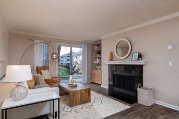 Living Room with fireplace at Riverwalk at Happy Valley, Happy Valley, OR, 97086